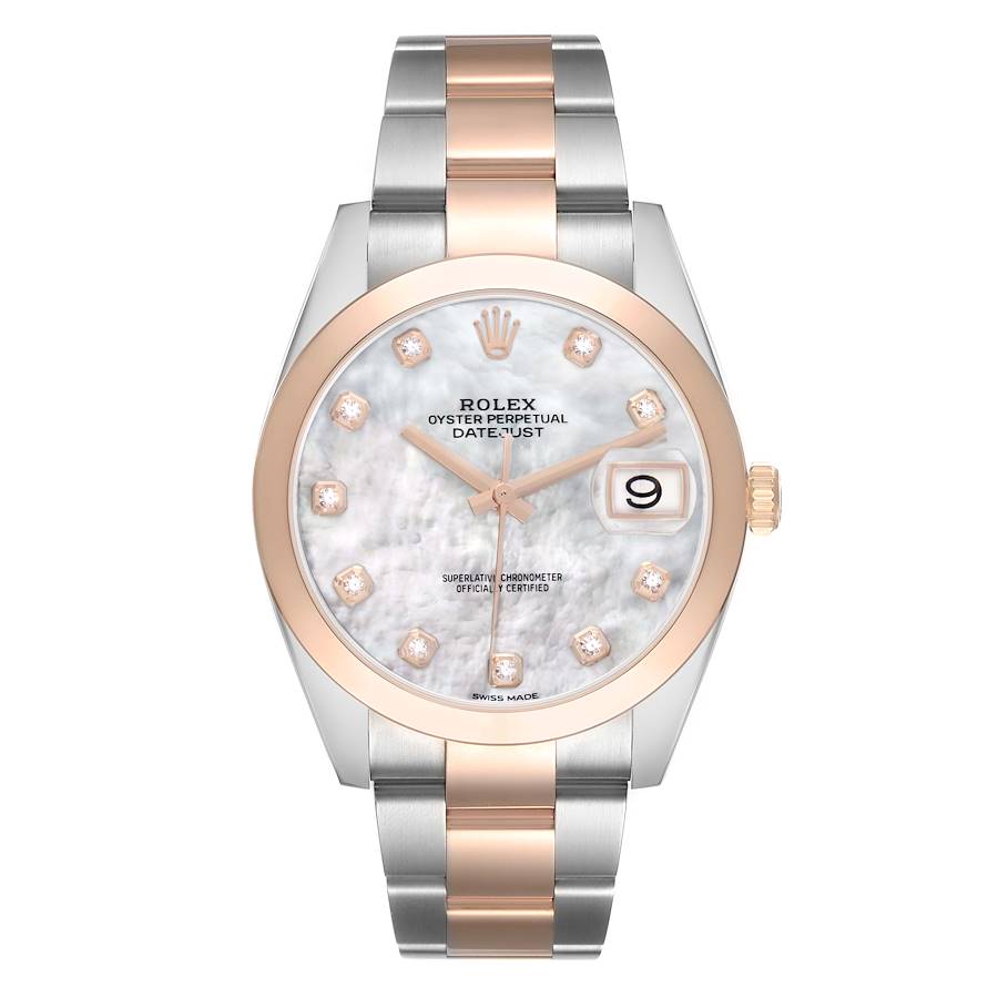 Datejust 41 Steel Rose Gold MOP Diamond Dial Mens Watch 126301