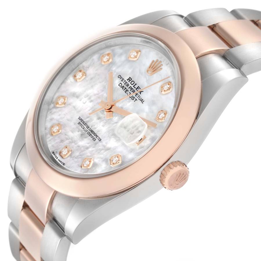 Datejust 41 Steel Rose Gold MOP Diamond Dial Mens Watch 126301