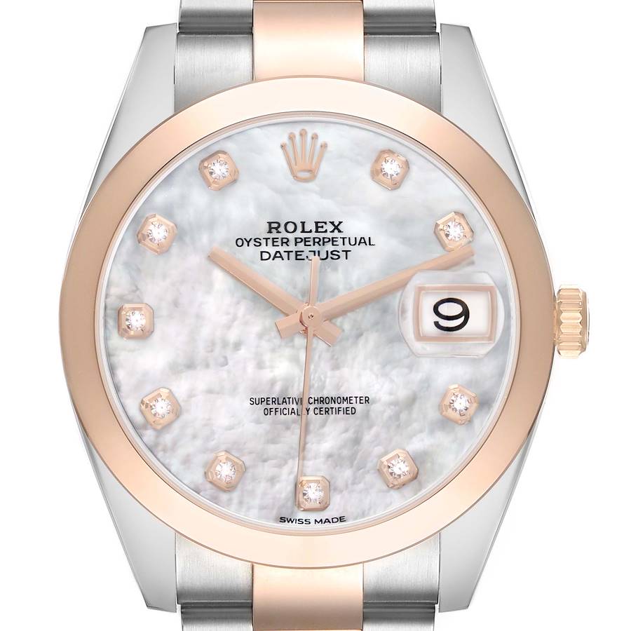 Datejust 41 Steel Rose Gold MOP Diamond Dial Mens Watch 126301