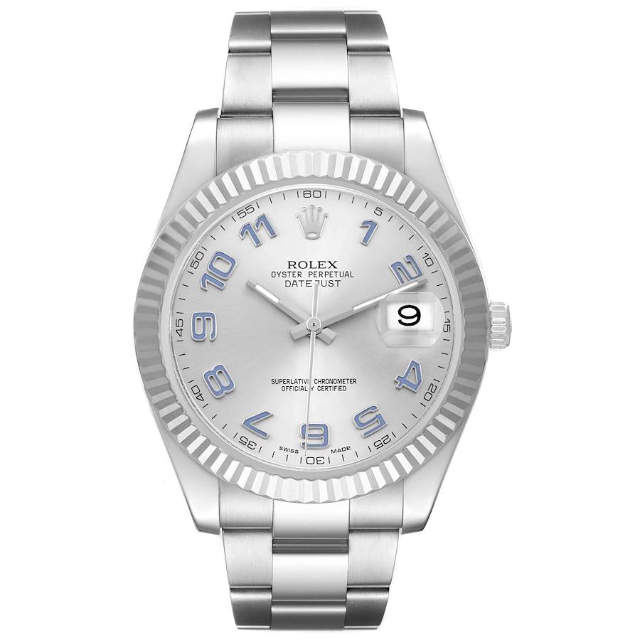 Datejust II 41 Steel White Gold Blue Numerals Mens Watch 116334