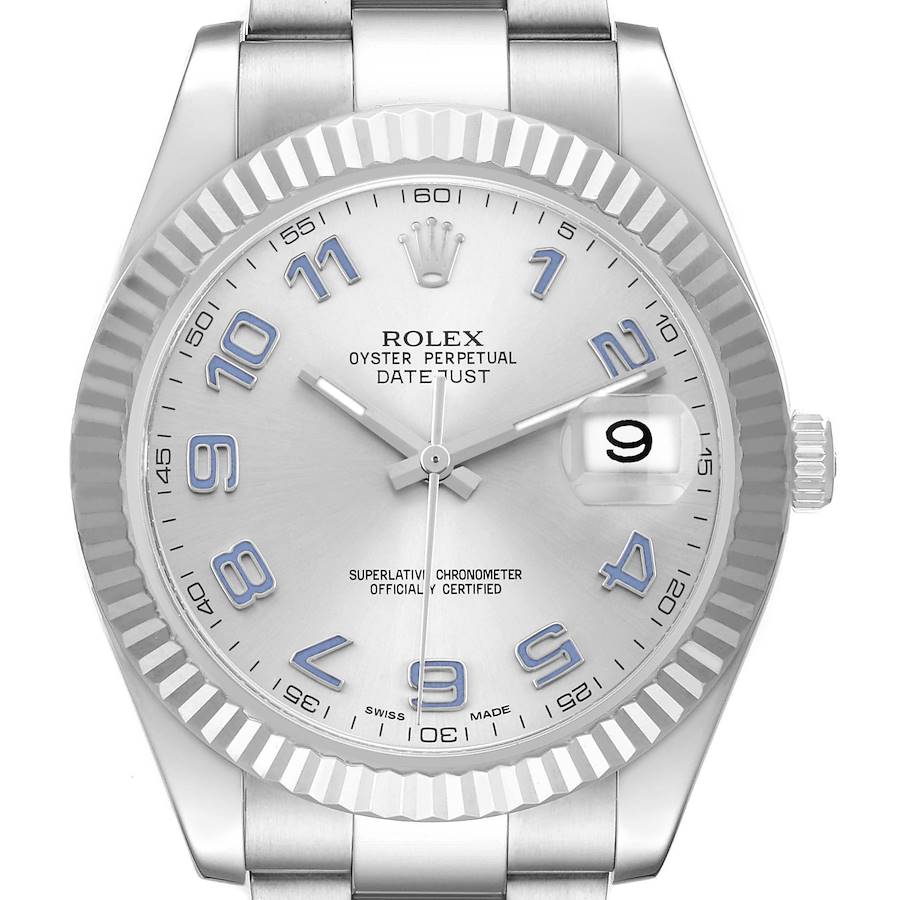 Datejust II 41 Steel White Gold Blue Numerals Mens Watch 116334