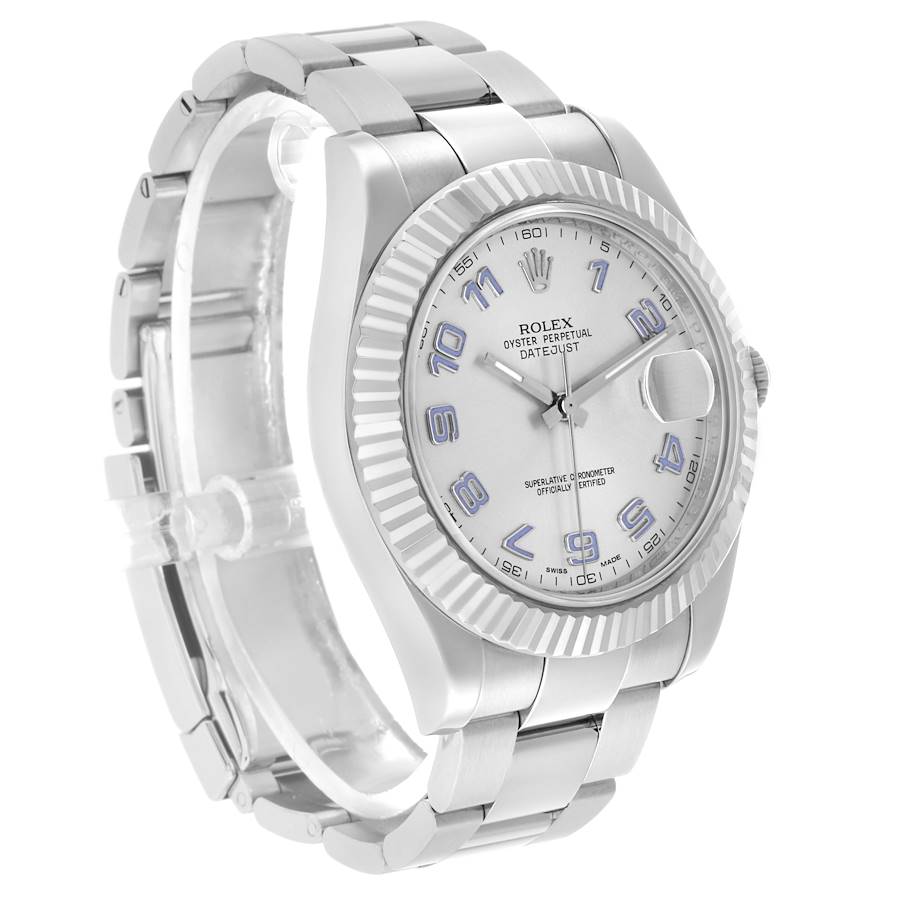 Datejust II 41 Steel White Gold Blue Numerals Mens Watch 116334