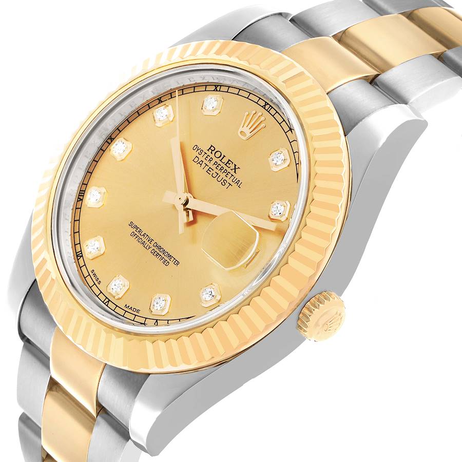 Datejust II 41 Steel Yellow Gold Diamond Mens Watch 116333