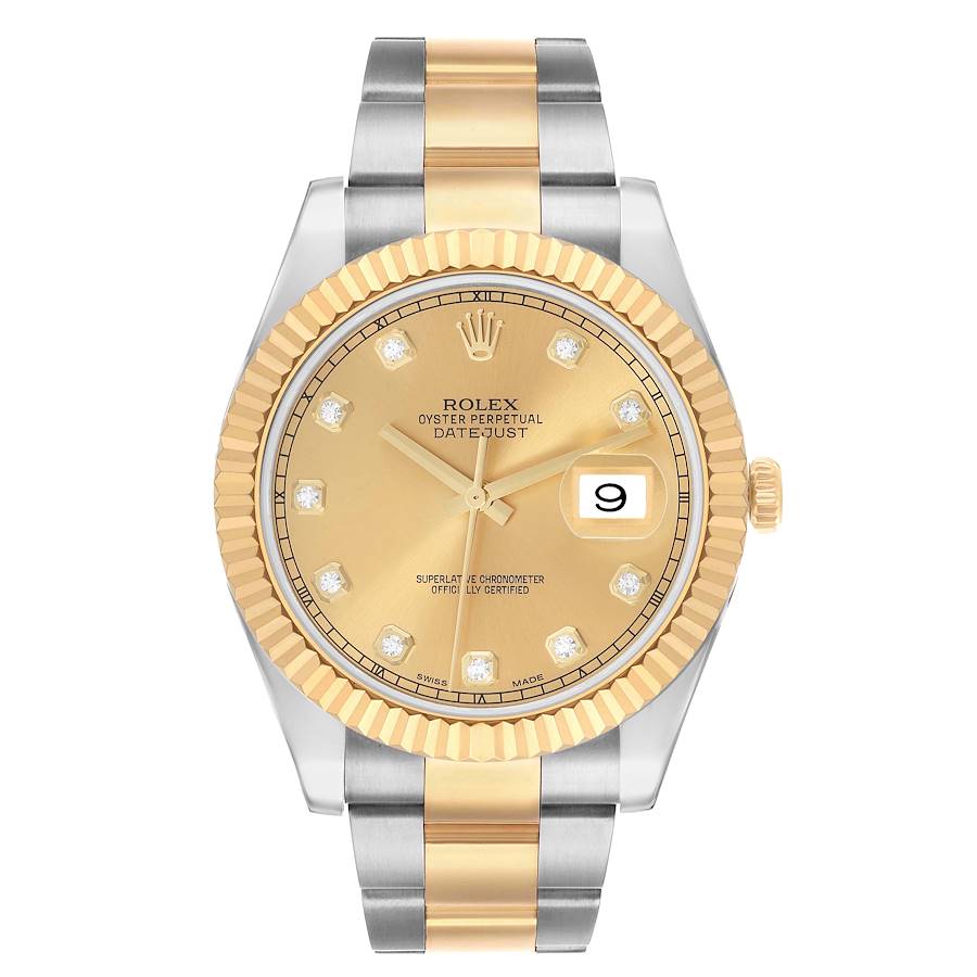 Datejust II 41 Steel Yellow Gold Diamond Mens Watch 116333