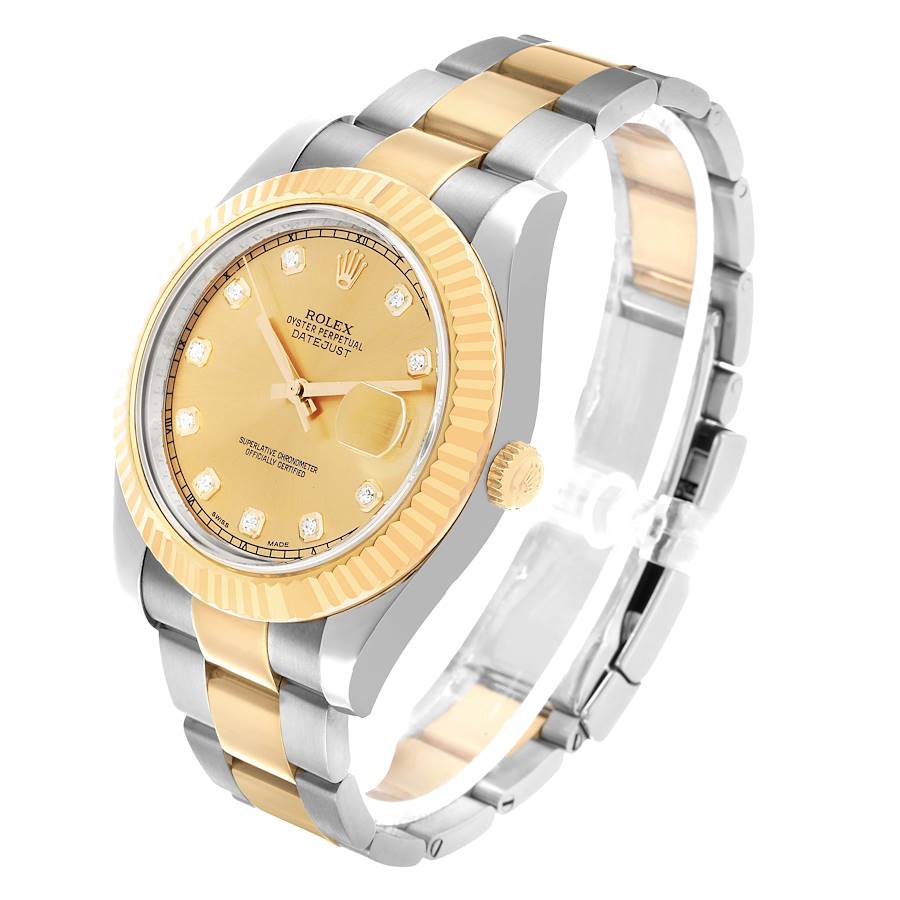 Datejust II 41 Steel Yellow Gold Diamond Mens Watch 116333