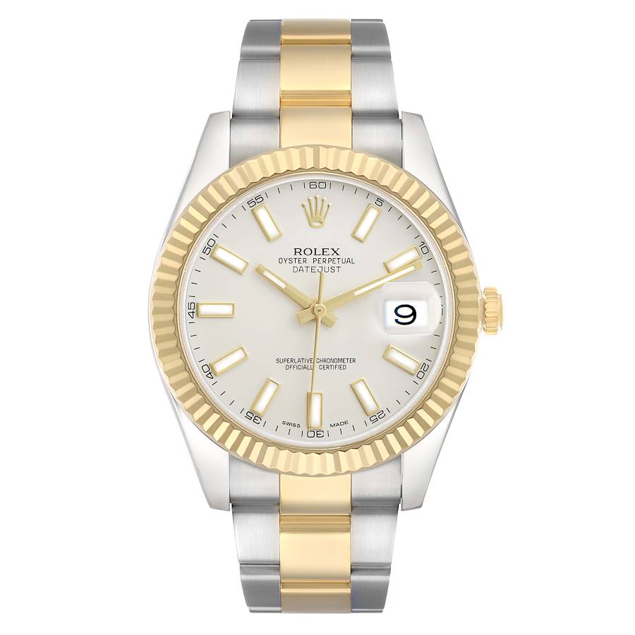 Datejust II 41 Steel Yellow Gold Silver Dial Mens Watch 116333 Card