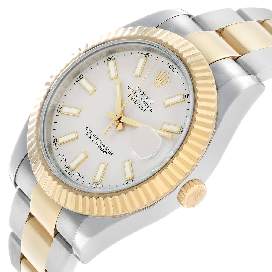 Datejust II 41 Steel Yellow Gold Silver Dial Mens Watch 116333 Card