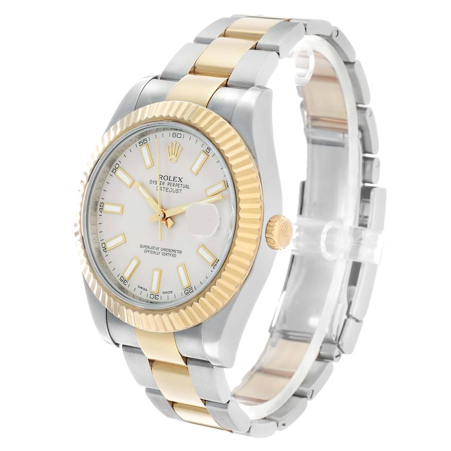 Datejust II 41 Steel Yellow Gold Silver Dial Mens Watch 116333 Card