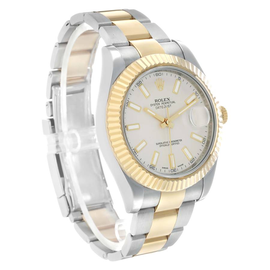 Datejust II 41 Steel Yellow Gold Silver Dial Mens Watch 116333 Card
