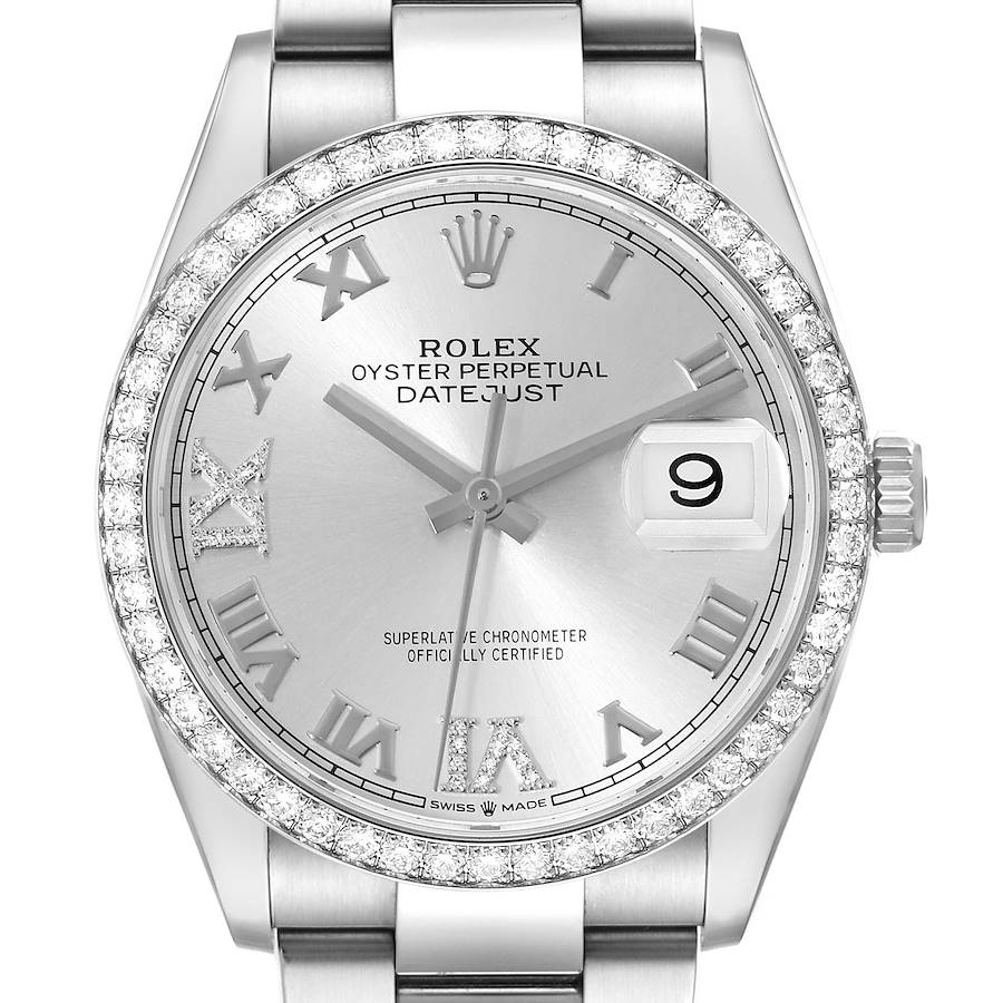 Datejust Silver Diamond Dial Steel Mens Watch 126284