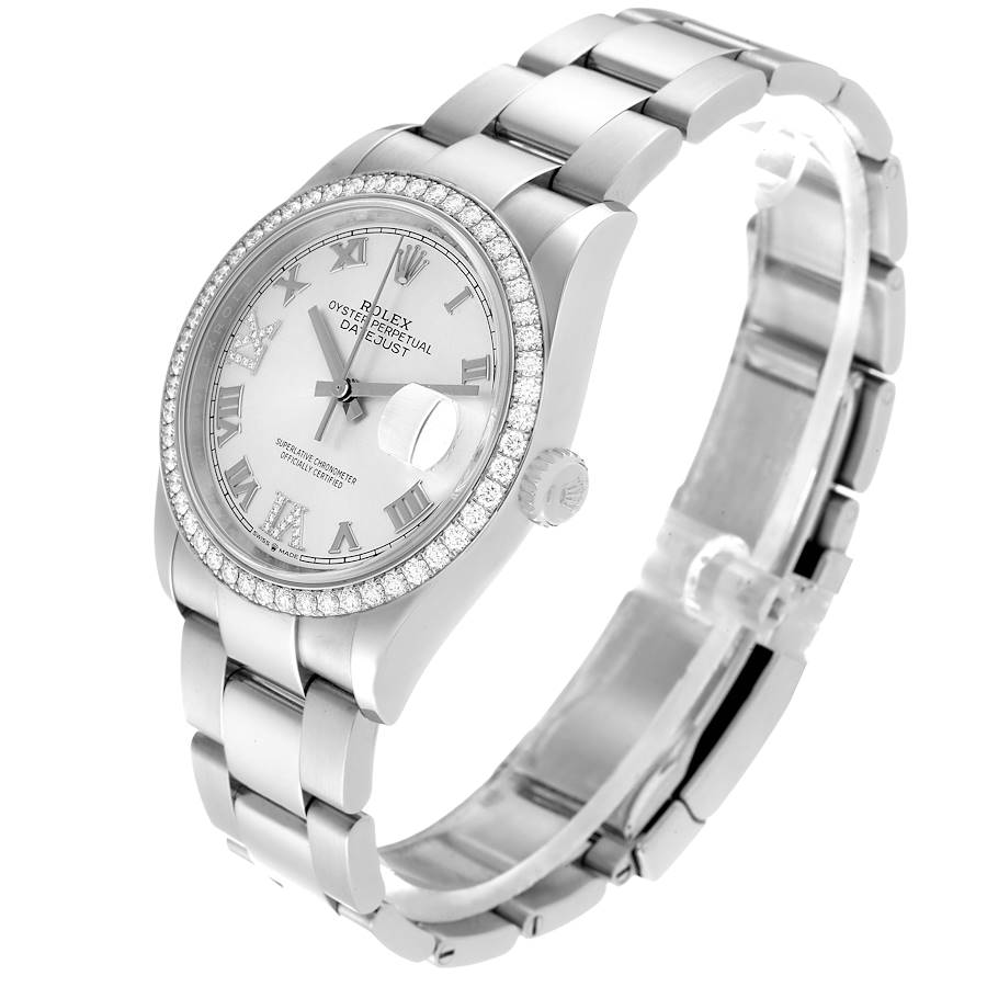 Datejust Silver Diamond Dial Steel Mens Watch 126284