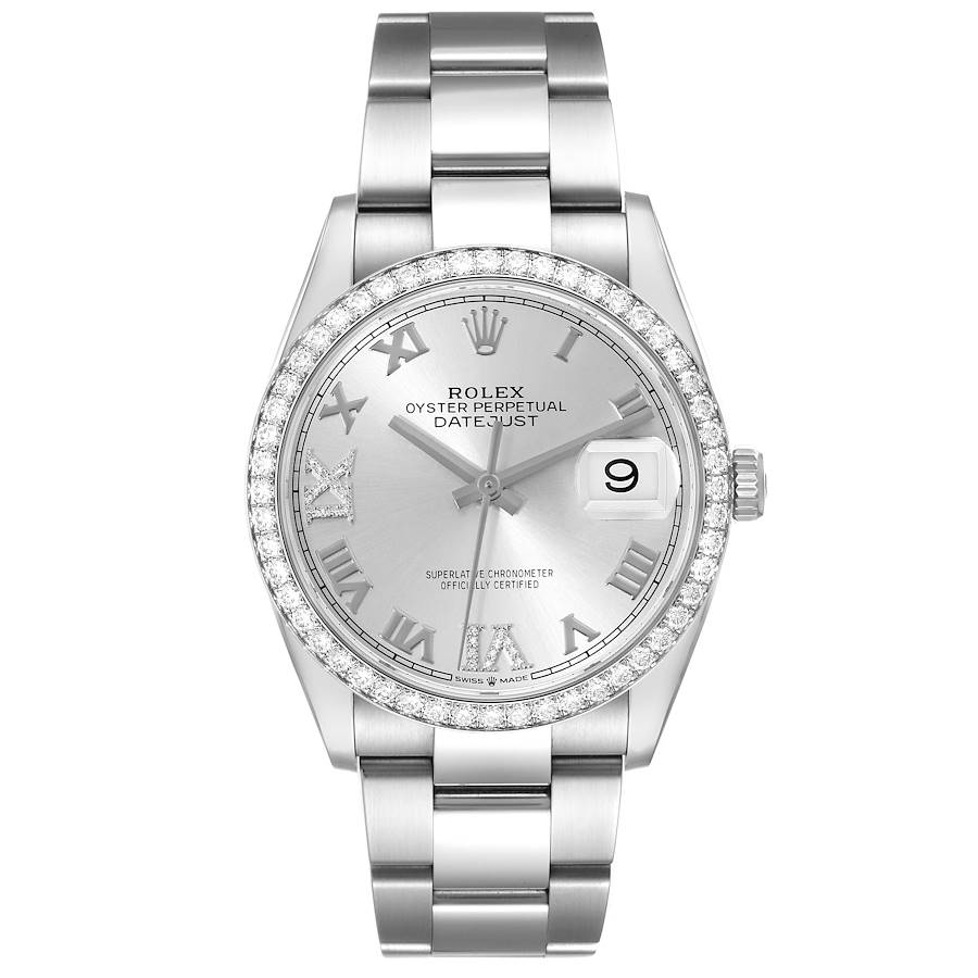 Datejust Silver Diamond Dial Steel Mens Watch 126284