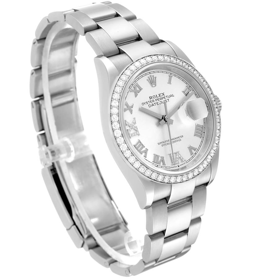 Datejust Silver Diamond Dial Steel Mens Watch 126284