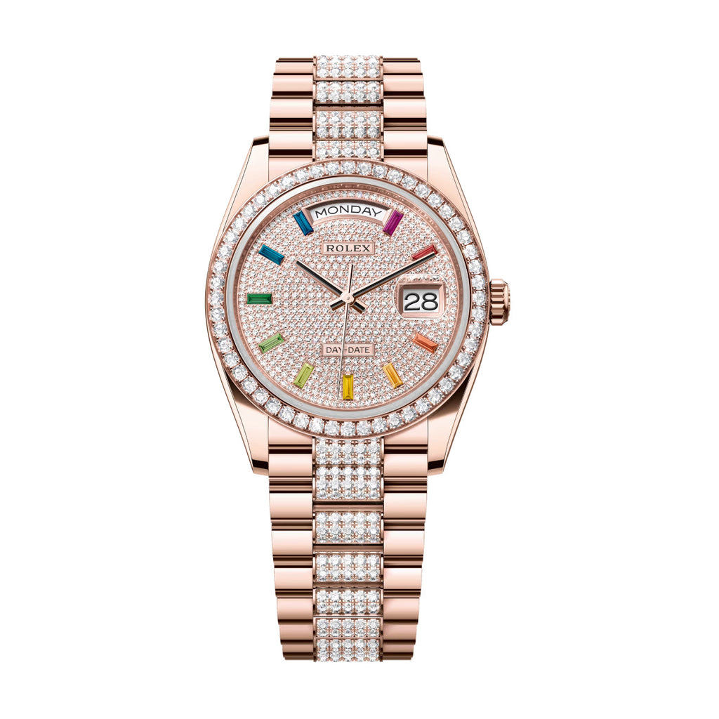 Day-Date 36 128345RBR Everose Gold Diamond Pavé Dial President Watch
