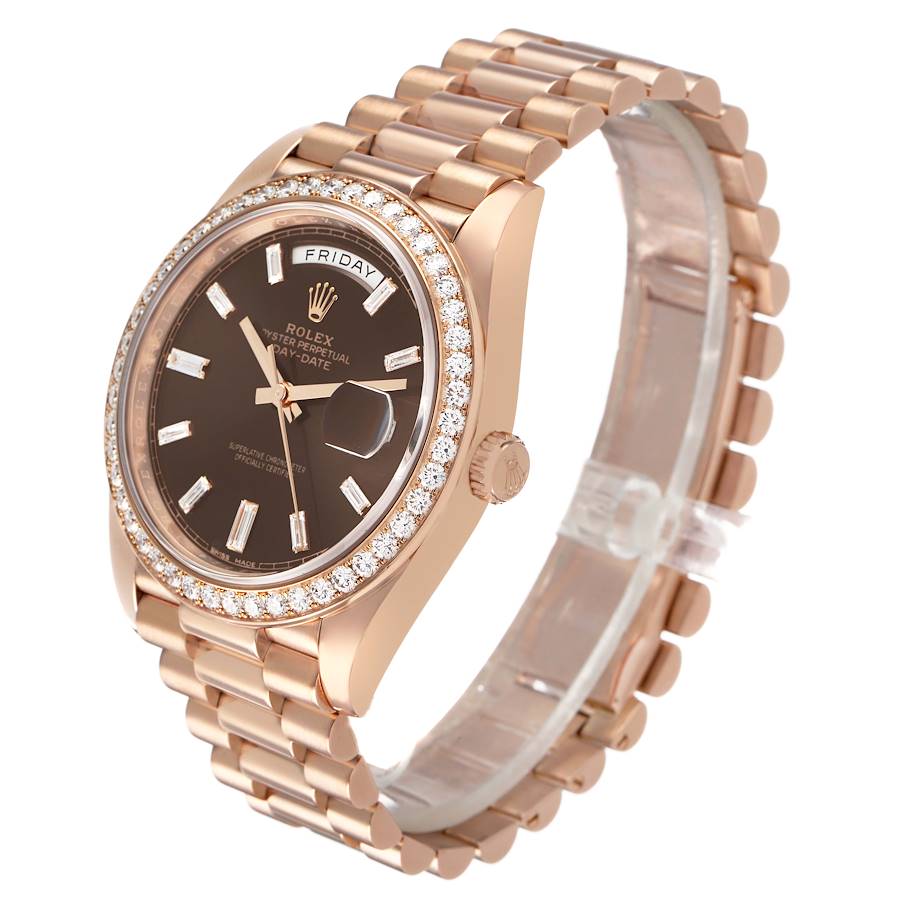 Day-Date 40 President Rose Gold Brown Diamond Mens Watch 228345