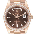 Day-Date 40 President Rose Gold Brown Diamond Mens Watch 228345