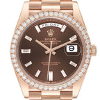 Day-Date 40 President Rose Gold Brown Diamond Mens Watch 228345