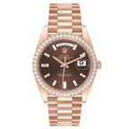 Day-Date 40 President Rose Gold Brown Diamond Mens Watch 228345