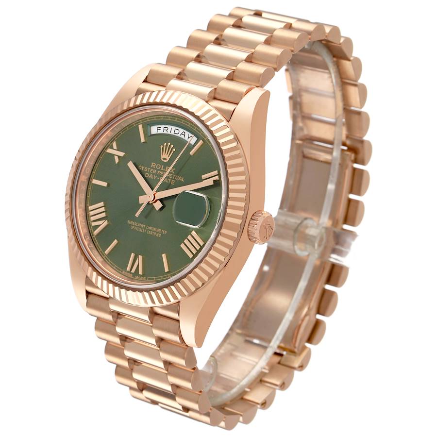 Day-Date 40 President Rose Gold Green Dial Mens Watch 228235 Box Card