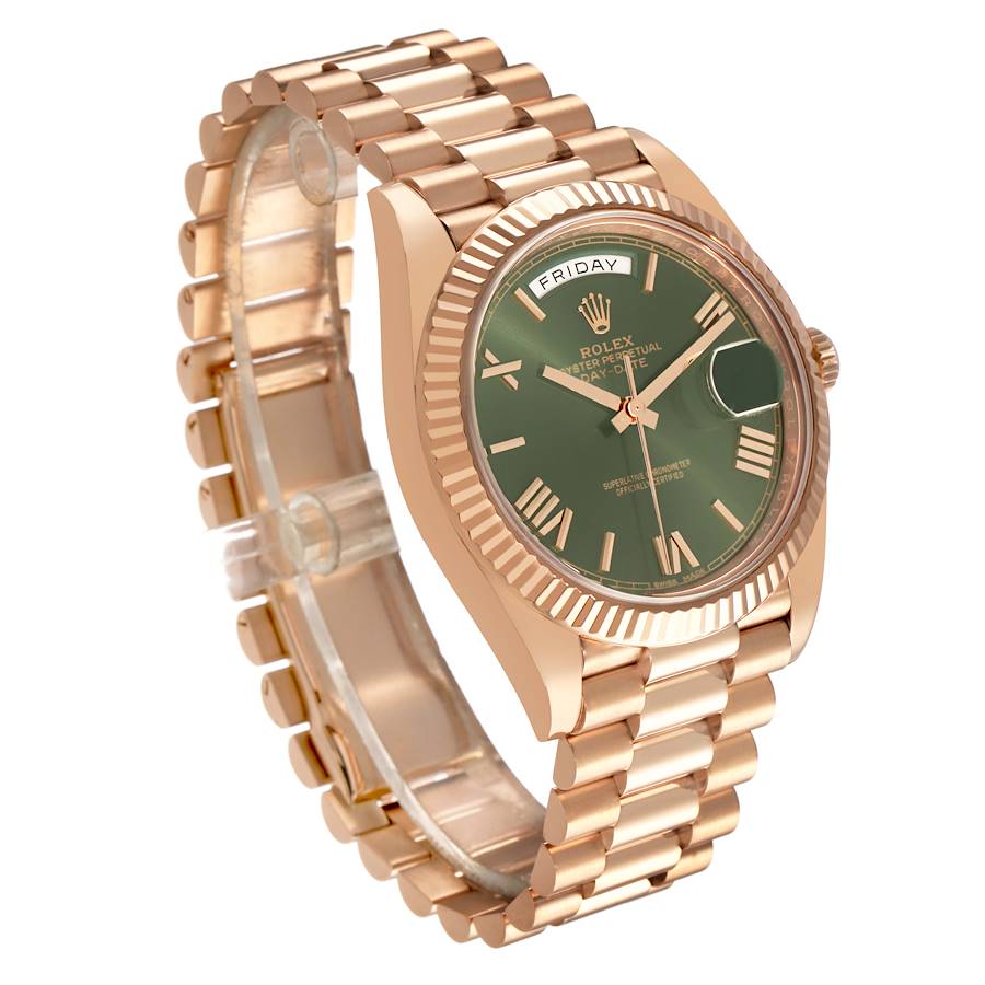 Day-Date 40 President Rose Gold Green Dial Mens Watch 228235 Box Card