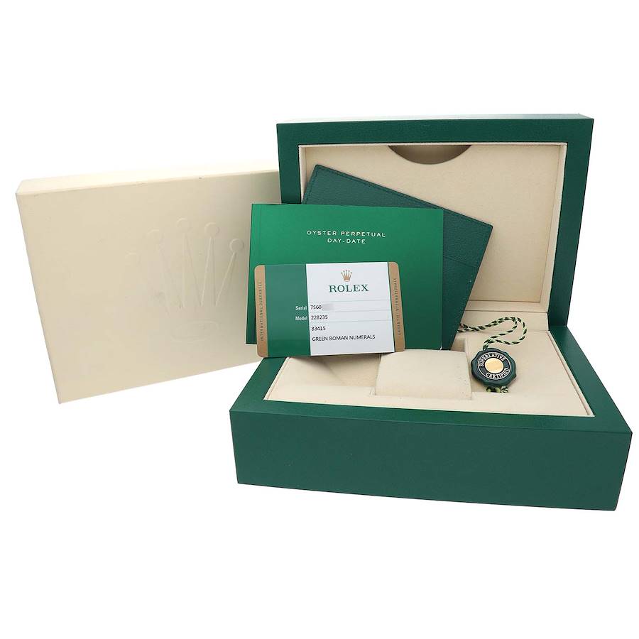 Day-Date 40 President Rose Gold Green Dial Mens Watch 228235 Box Card
