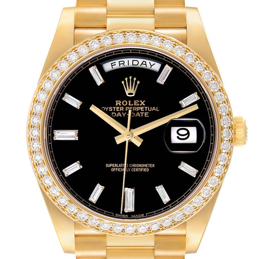 Day-Date 40 President Yellow Gold Diamond Bezel Mens Watch 228348