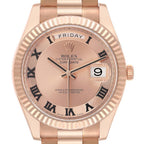 Day-Date II Concentric Roman Dial Rose Gold Mens Watch 218235 Box Card