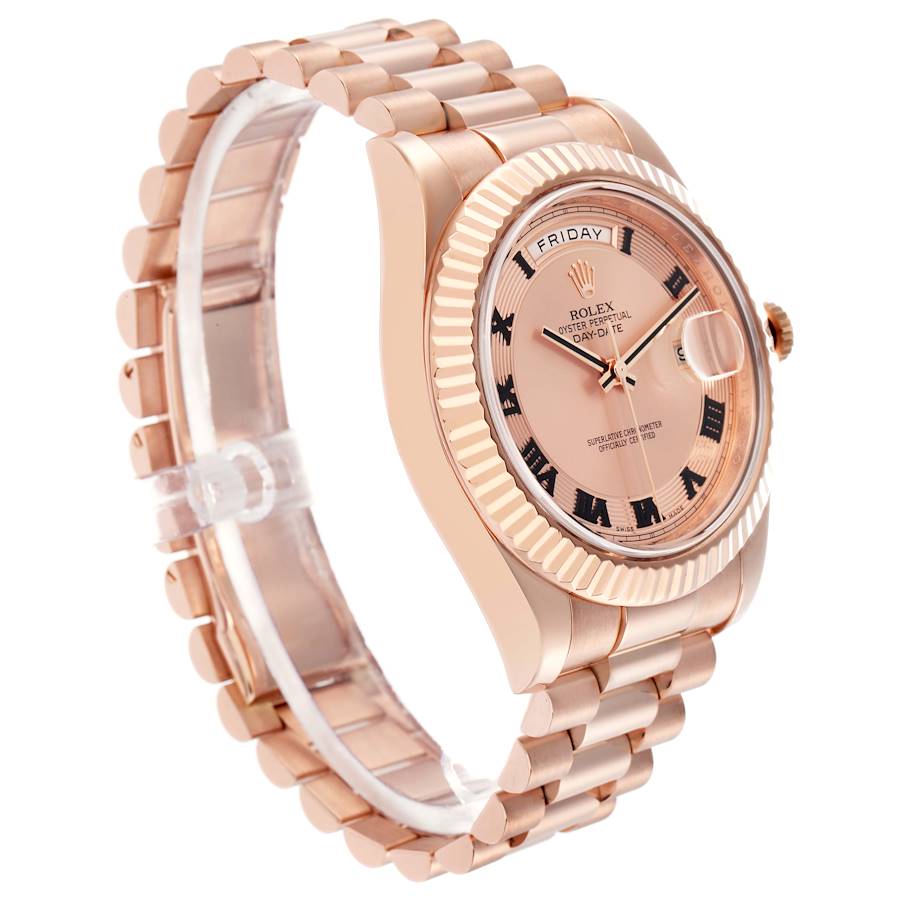 Day-Date II Concentric Roman Dial Rose Gold Mens Watch 218235 Box Card