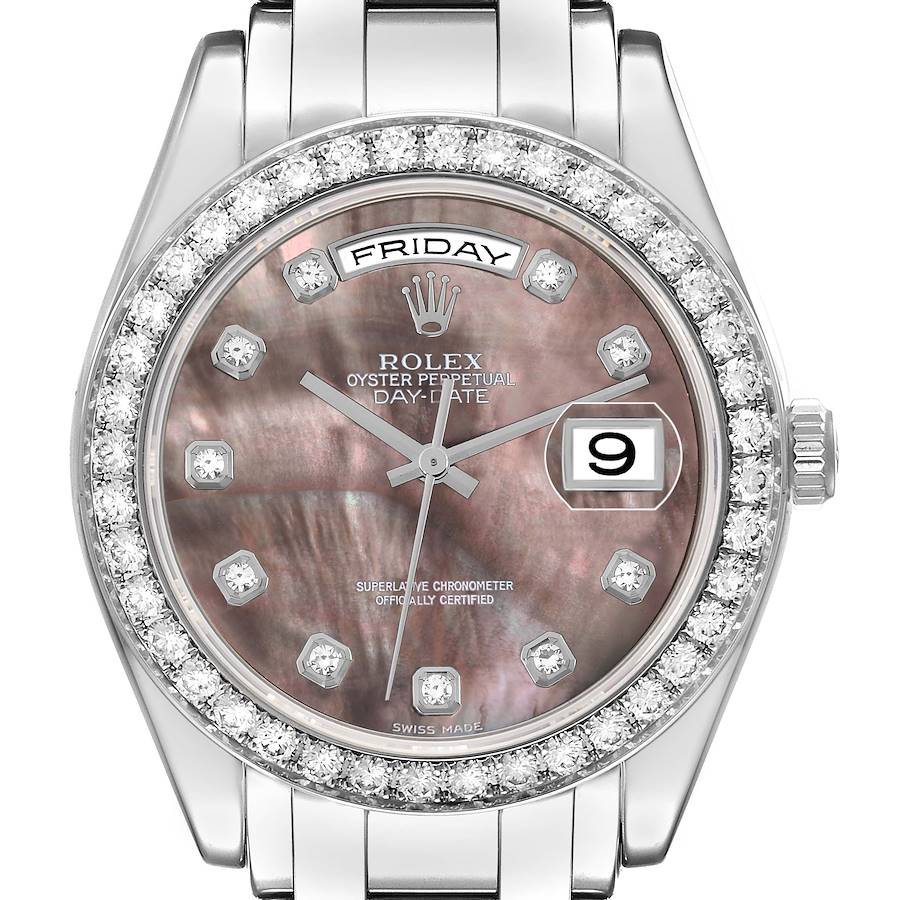 Day-Date Masterpiece Platinum MOP Diamond Mens Watch 18946