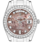 Day-Date Masterpiece Platinum Mother of Pearl Diamond Mens Watch 18946