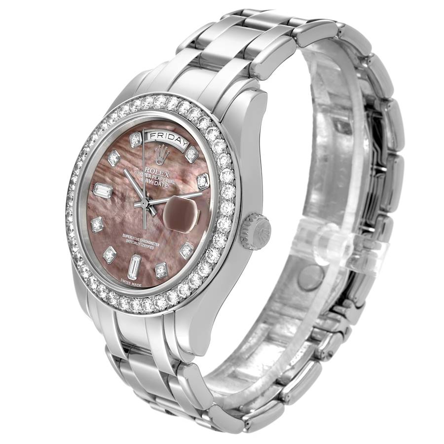 Day-Date Masterpiece Platinum Mother of Pearl Diamond Mens Watch 18946