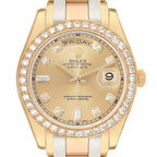 Day-Date Masterpiece White Yellow Rose Gold Diamond Watch 18948 Box Card