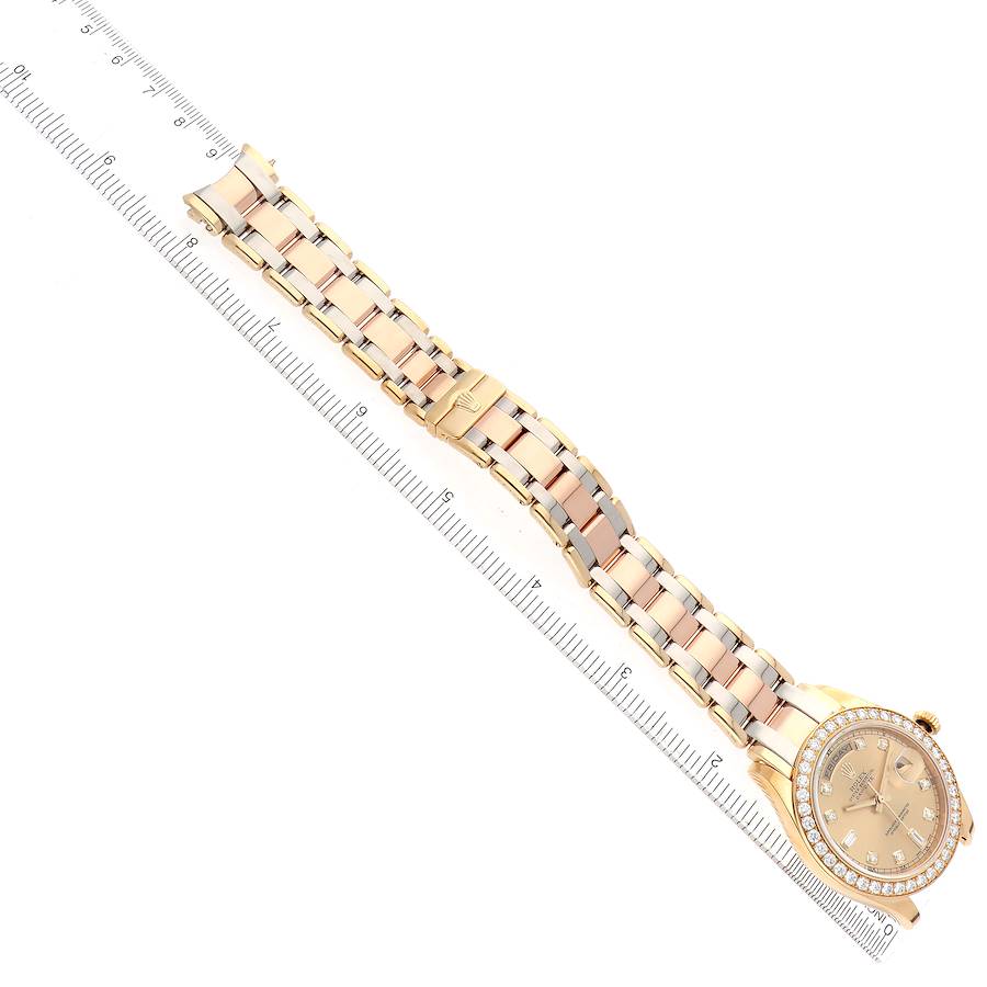 Day-Date Masterpiece White Yellow Rose Gold Diamond Watch 18948 Box Card