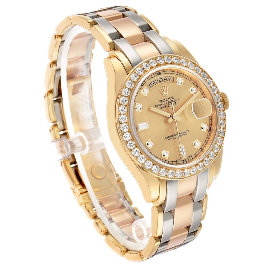 Day-Date Masterpiece White Yellow Rose Gold Diamond Watch 18948 Box Card