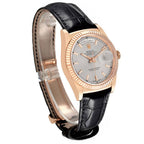 Day-Date Rose Gold Silver Dial Mens Watch 118135