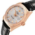 Day-Date Rose Gold Silver Dial Mens Watch 118135