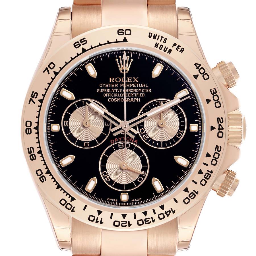 Daytona Cosmograph Rose Gold Black Dial Mens Watch 116505