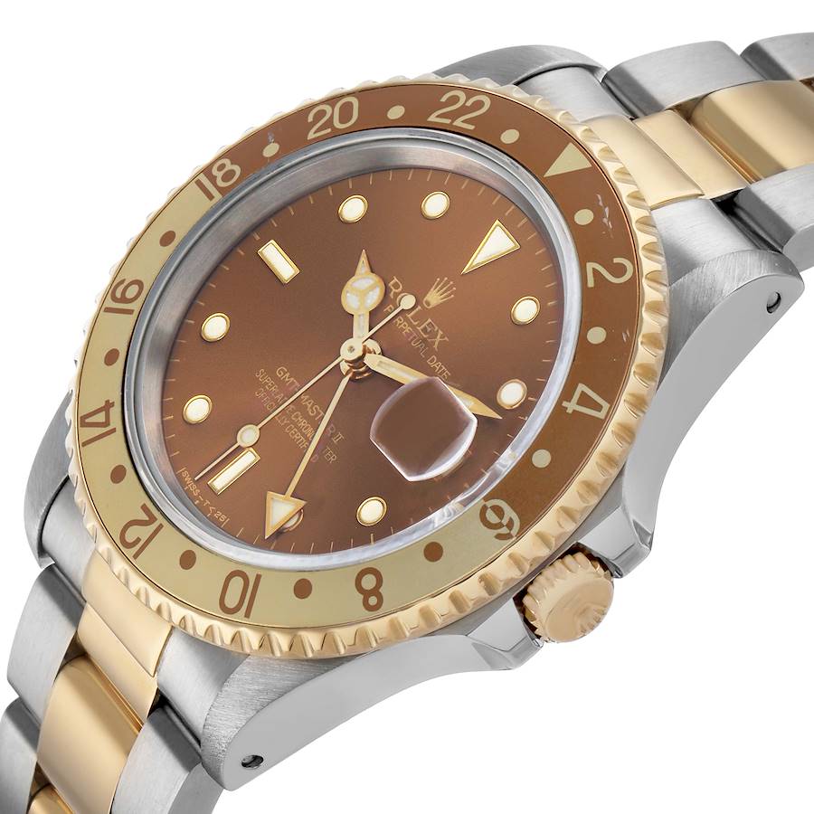 GMT Master II Root Beer Steel Yellow Gold Mens Watch 16713