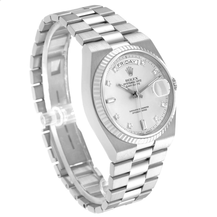Oysterquartz President Day-Date White Gold Mens Watch 19019