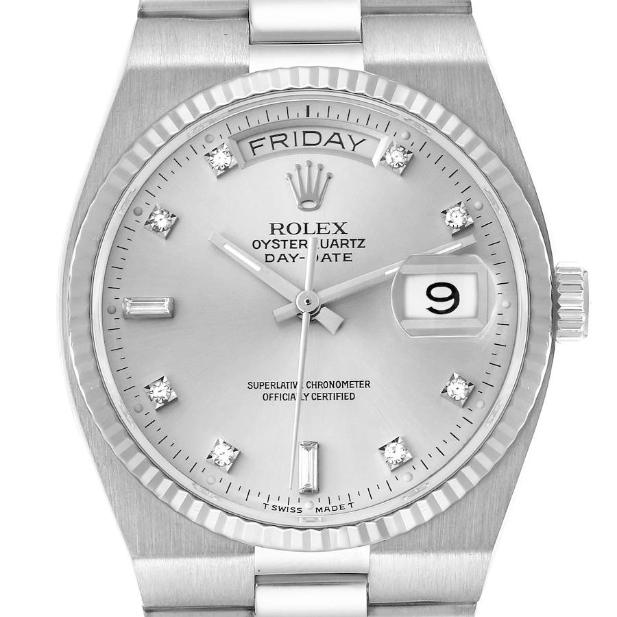 Oysterquartz President Day-Date White Gold Mens Watch 19019