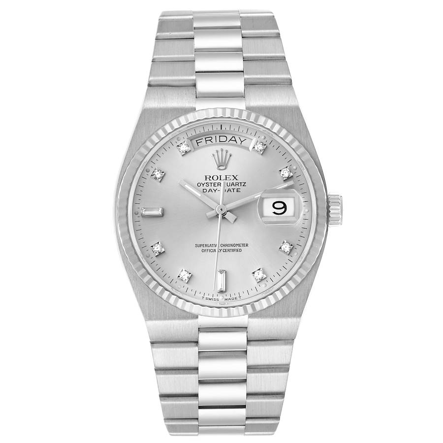 Oysterquartz President Day-Date White Gold Mens Watch 19019