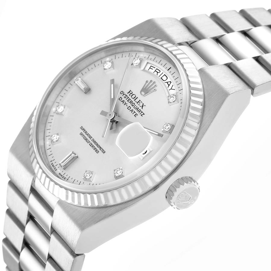 Oysterquartz President Day-Date White Gold Mens Watch 19019