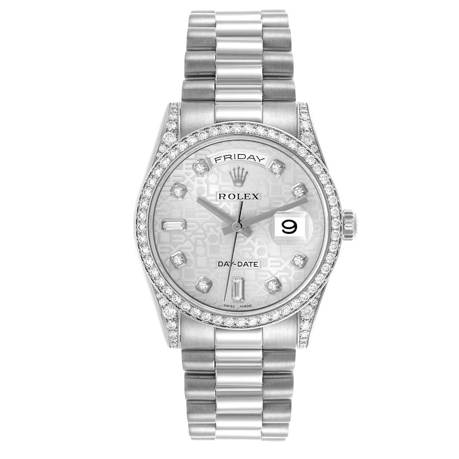 President Day-Date White Gold Diamond Mens Watch 118389 Box Card