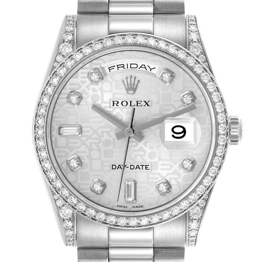 President Day-Date White Gold Diamond Mens Watch 118389 Box Card