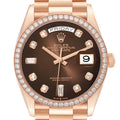 President Day-Date Rose Gold Brown Ombre Diamond Watch 128345