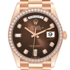President Day-Date Rose Gold Brown Ombre Diamond Watch 128345