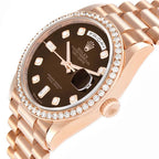 President Day-Date Rose Gold Brown Ombre Diamond Watch 128345