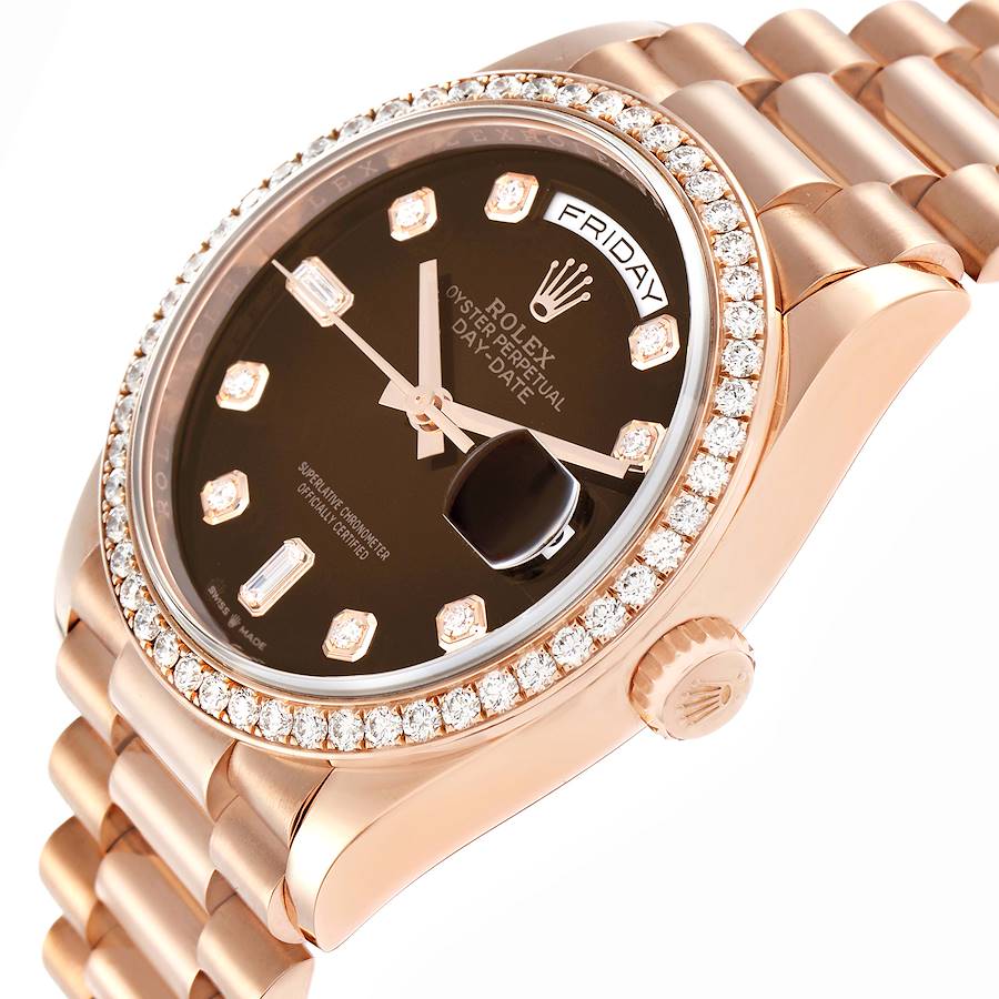 President Day-Date Rose Gold Brown Ombre Diamond Watch 128345