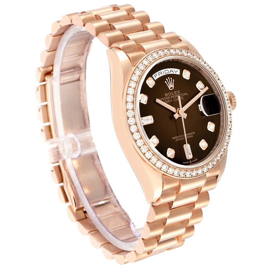 President Day-Date Rose Gold Brown Ombre Diamond Watch 128345