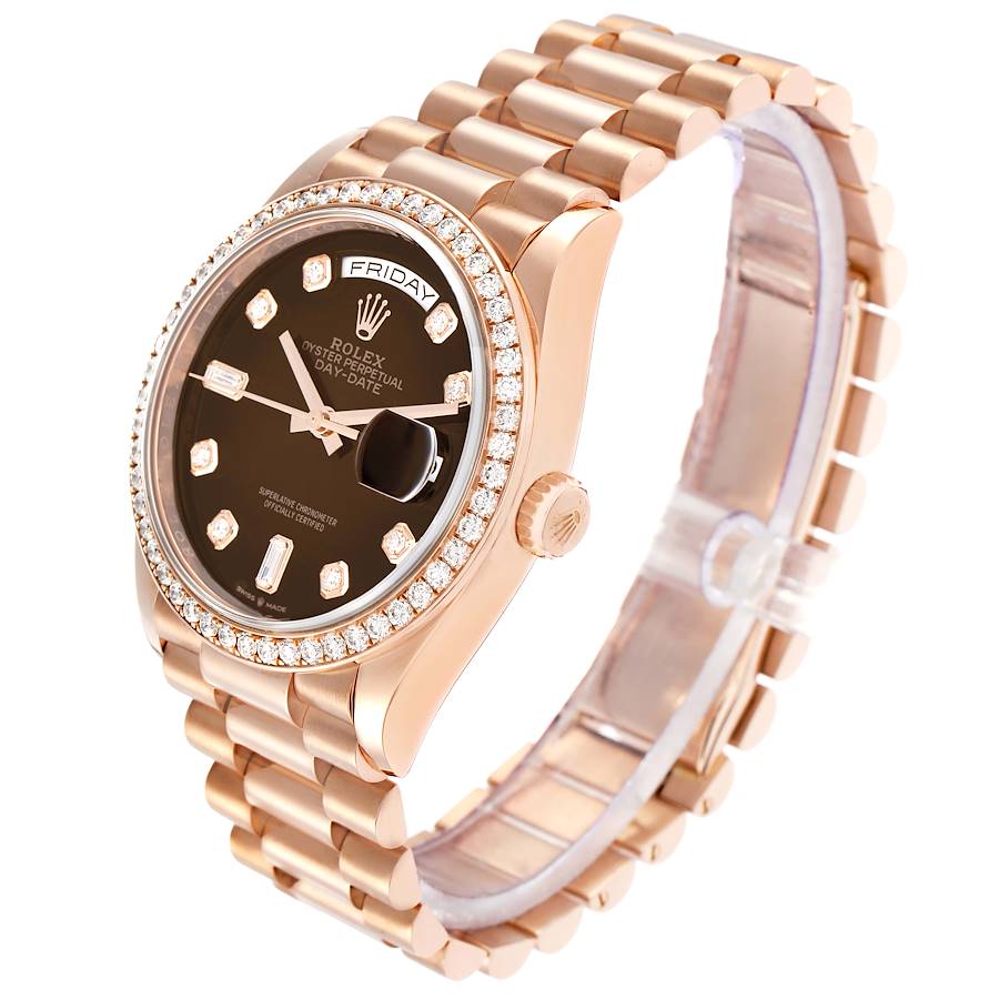 President Day-Date Rose Gold Brown Ombre Diamond Watch 128345
